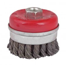 Twist knot wire cup brush ø 75mm heavy duty angleg.