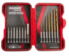 Screwdriver Bits & Drill Bits 1/4" 15 pcs Set RAIDER