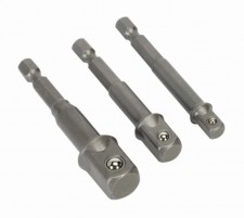 Adapters set 1/4 HEX to 1/4", 3/8", 1/2" square 3 pcs.