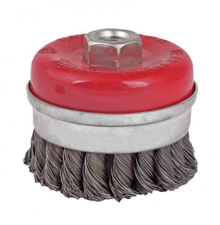 Twist knot wire cup brush ø100mm heavy duty angleg.