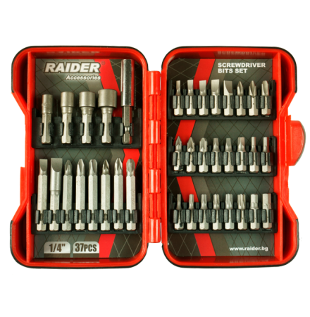 Screwdriver Bits 1/4" 37 pcs. Set RAIDER