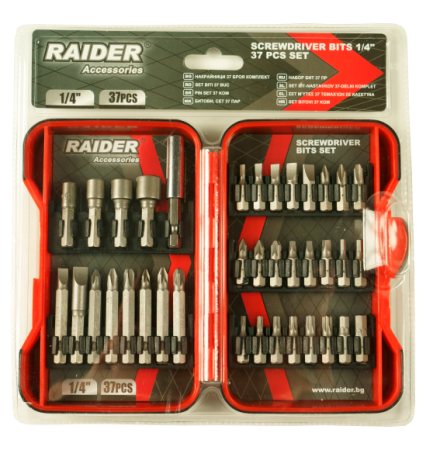 Screwdriver Bits 1/4" 37 pcs. Set RAIDER