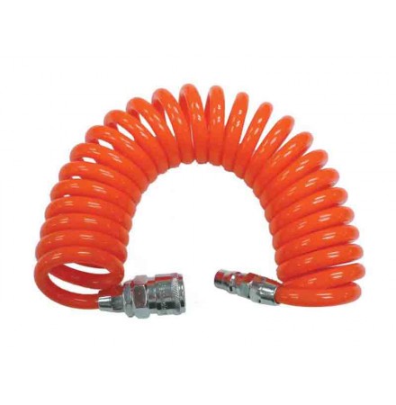 Air PU spiral hose ø6.5x9.5mm 5m with quick couplings 1/4M&F RD